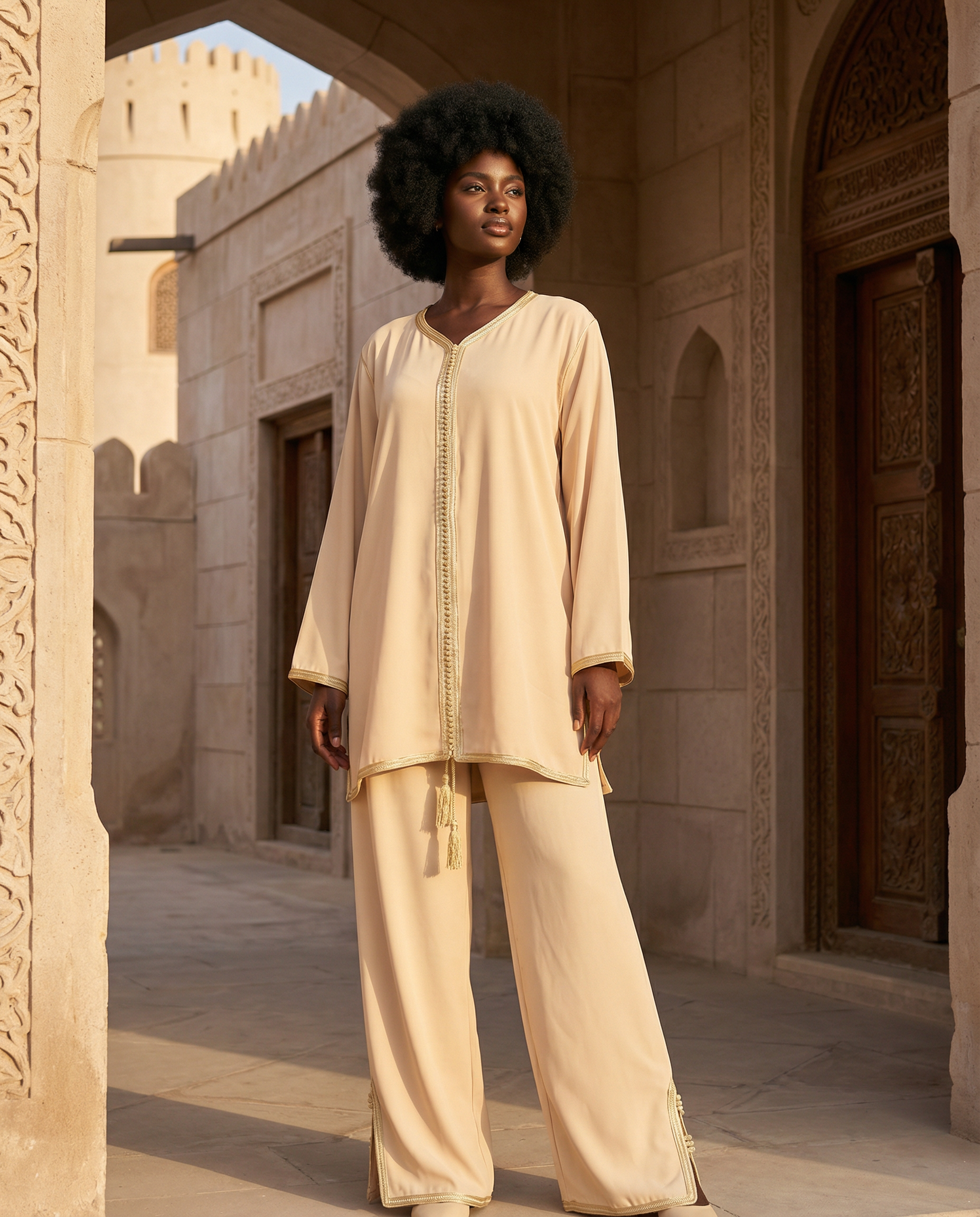 SAND BEIGE KAFTAN TWINSET