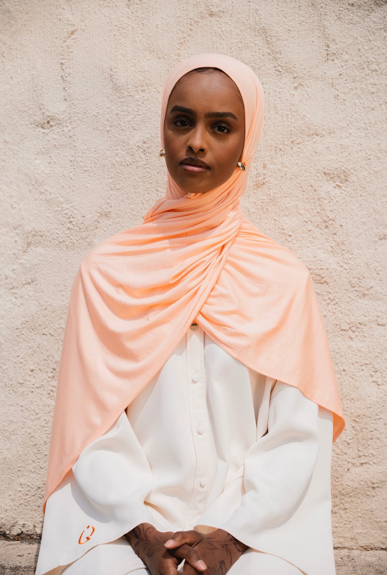 Cotton jersey scarf Peach