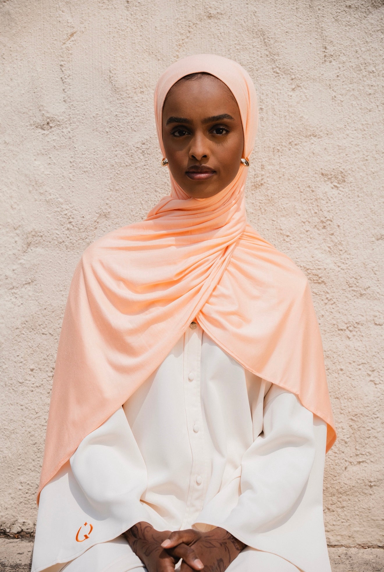 Cotton jersey scarf Peach