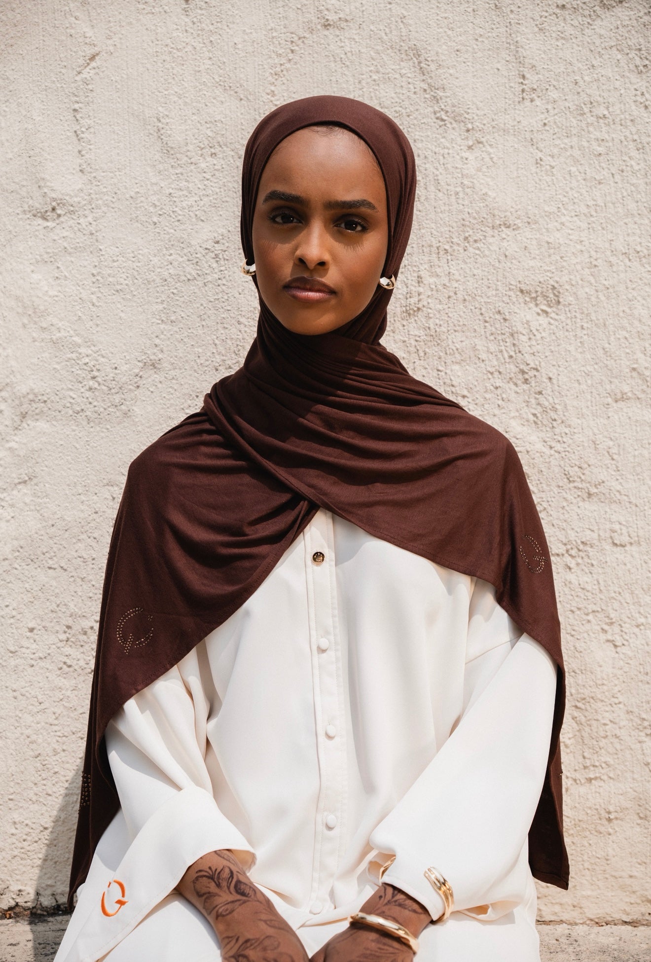 Cotton jersey scarf Chocolate