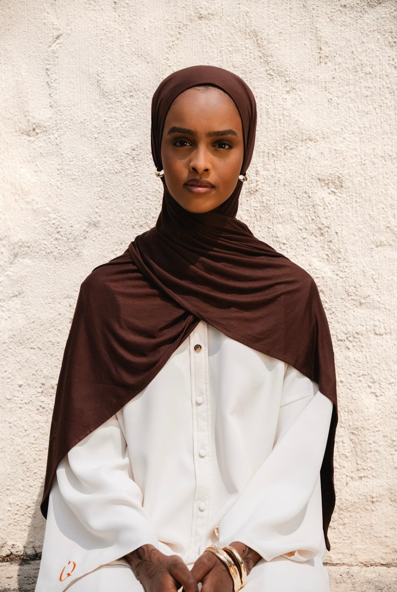 Cotton jersey scarf Chocolate